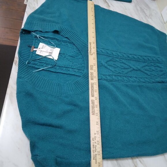 Free People | NWT Oversized Cable Pullover Sweater Teal | Size S - Picture 16 of 16
